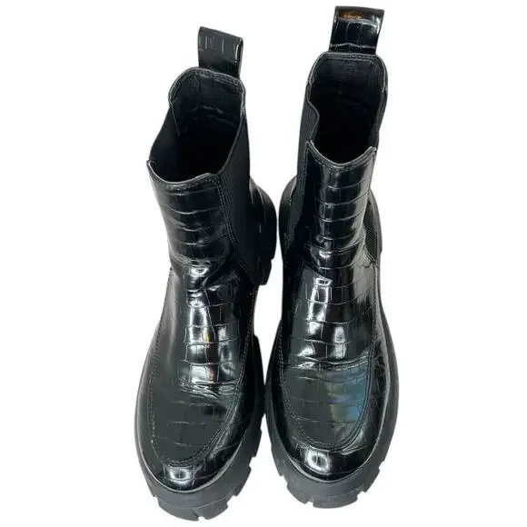 URBAN OUTFITTERS the Eden Chelsea Platform Boot Faux Leather in Black Wmn Sz. 10 - Picture 3 of 13